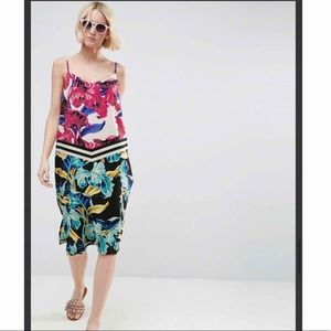 Tropical Print Midi Cami Slip Dress